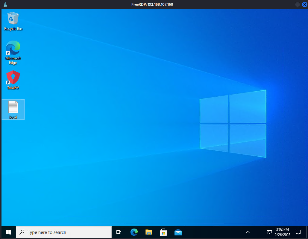 RDP session onto the target desktop as arthur